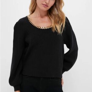 Tuckernuck Hyacinth House Blythe Black & Gold Chain Sweater